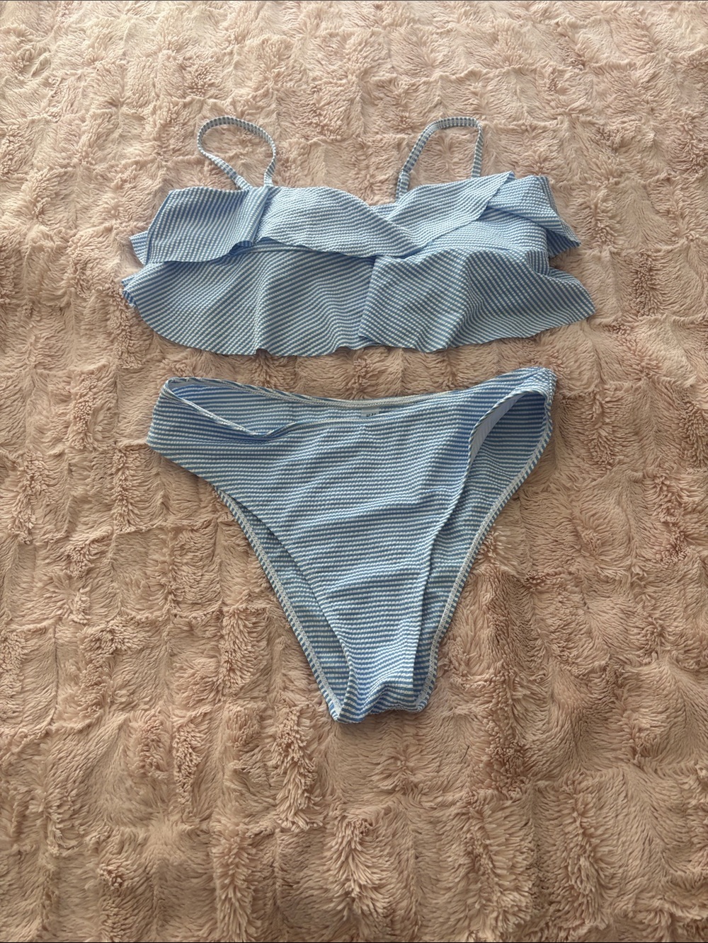 SHEIN Light Blue Ruffle Bikini Two-Piece